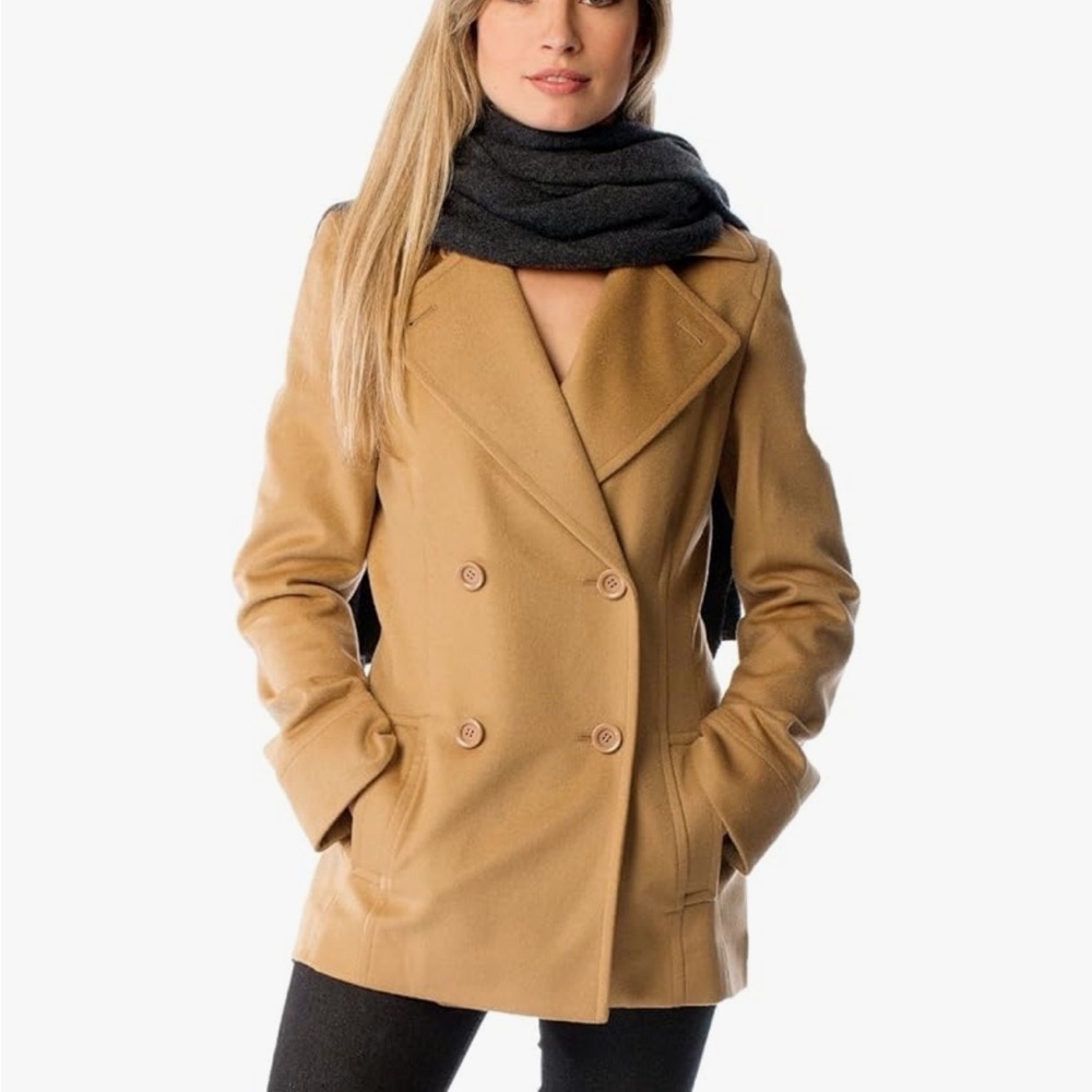 Cashmere Tan Double-Breasted Pea Coat